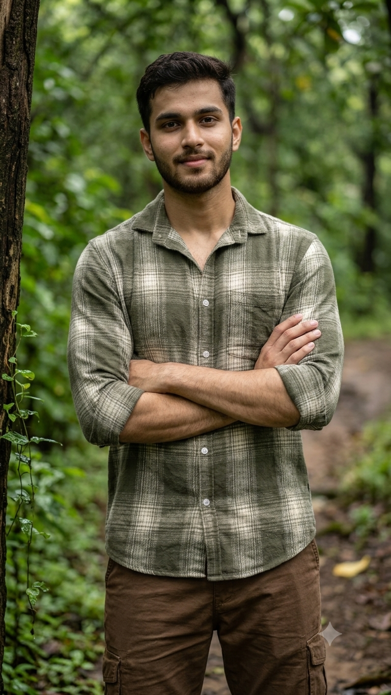 Men’s Olive Green Full-Sleeve Cotton Checked Shirt