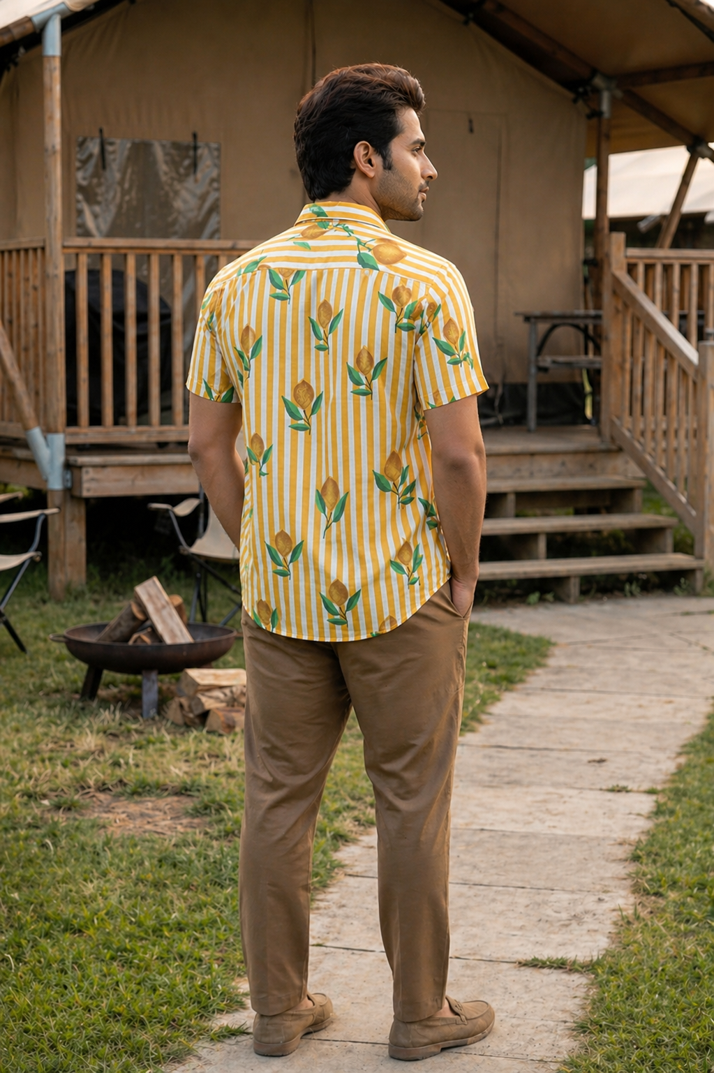 Summer Lemon I Men's Cotton Shirt