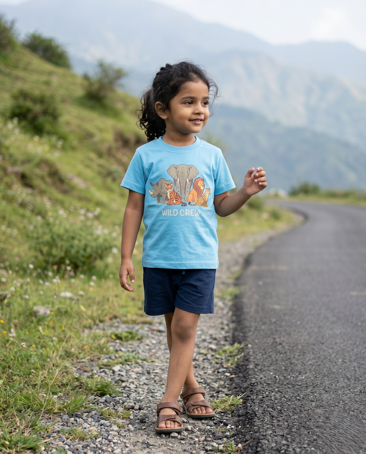 Sky Blue Wild Crew Kids Unisex T-shirt