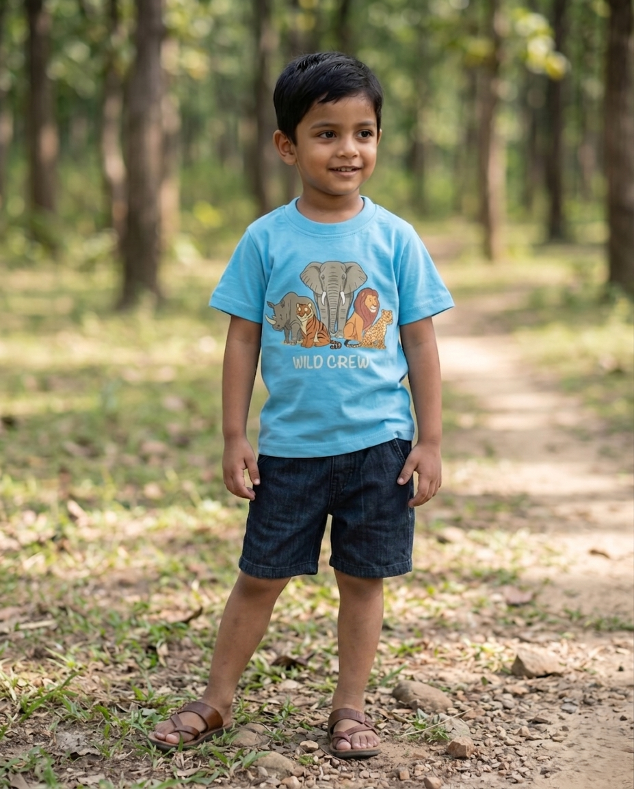 Sky Blue Wild Crew Kids Unisex T-shirt