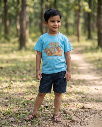 Sky Blue Wild Crew Kids Unisex T-shirt