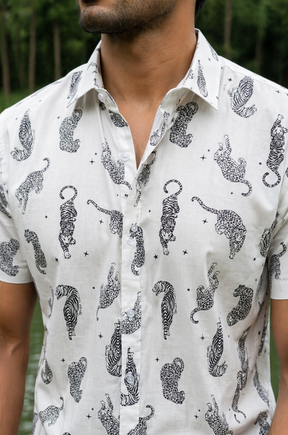 Tieleo I Men's Cotton Leopard Print Shirt