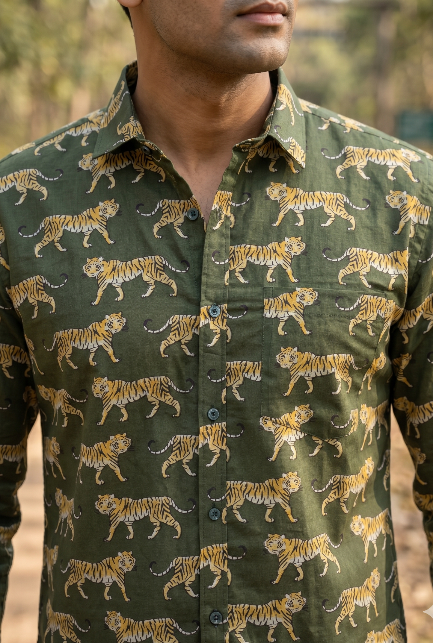 Mark I Men's Cotton Tiger Print Shirt