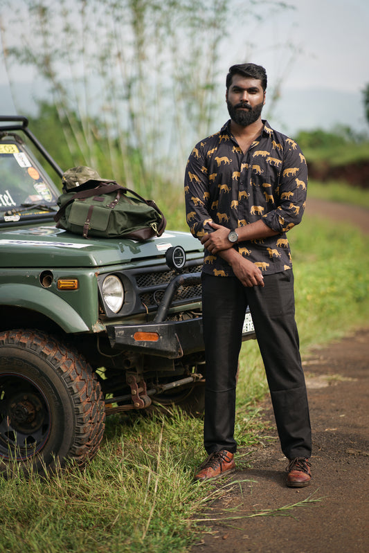 Leopard Print Black Full-Sleeve Shirt | Fierce Jungle-Inspired Style