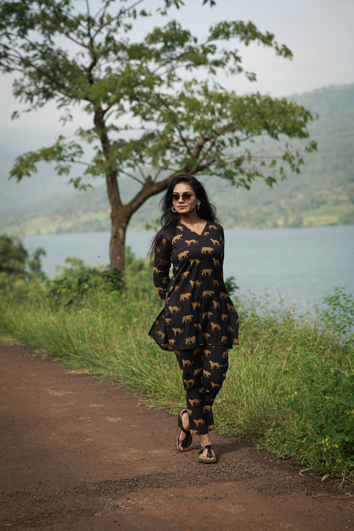 Wild Trails Dress | Leopard Print Short Kurti & Mid-Rise Pant Set