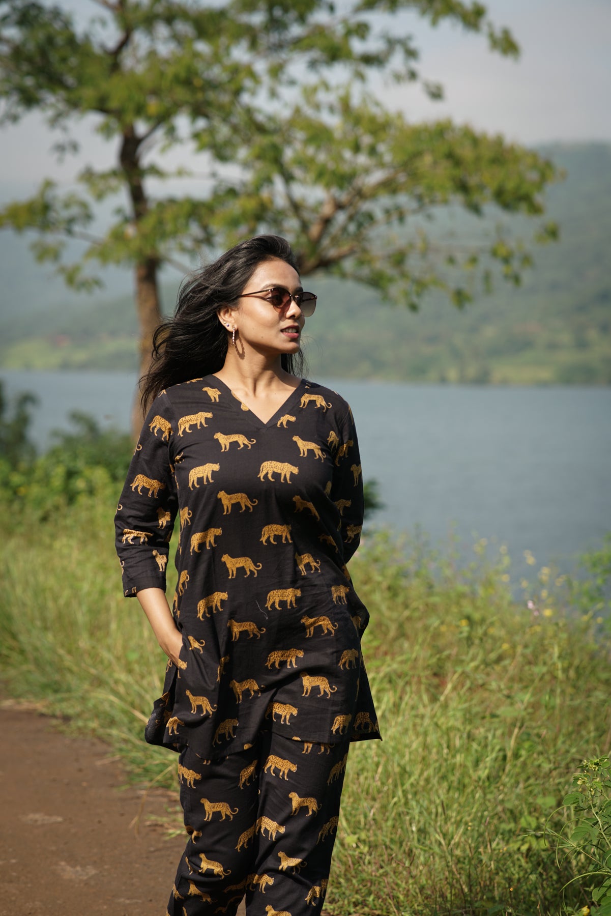 Wild Trails Dress | Leopard Print Short Kurti & Mid-Rise Pant Set