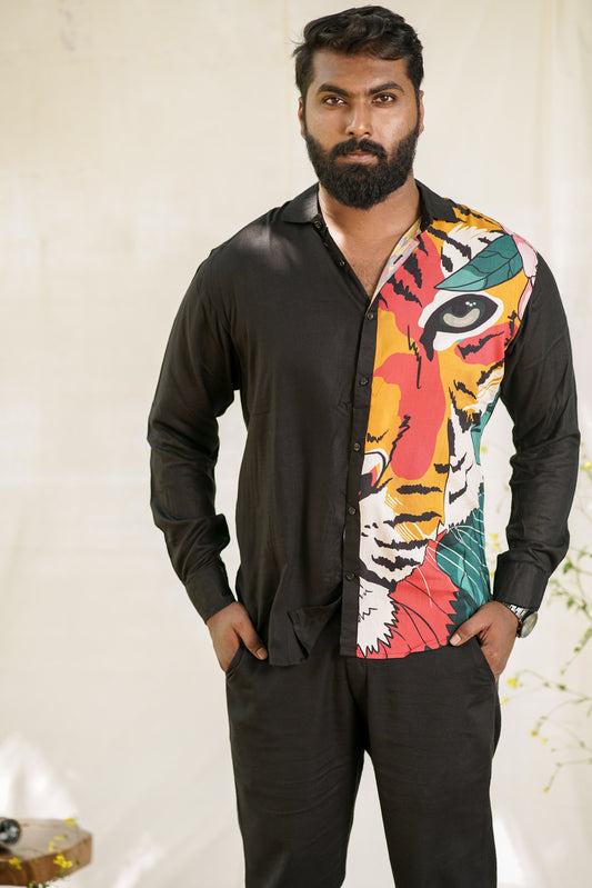 Men's Bold Tiger Print Full Sleeve Shirt | Urban & Jungle Adventure Spirit