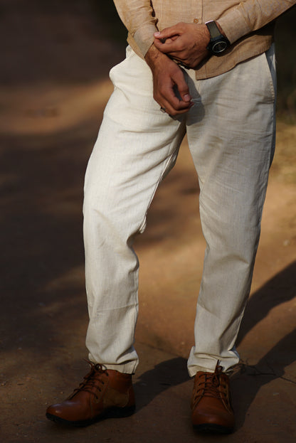 Woodland Escape Cotton Slub Trousers | Baige