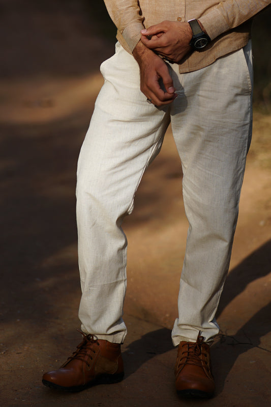 Woodland Escape Cotton Slub Trousers | Baige
