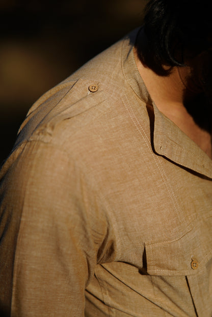 Woven Khadi Cotton Shirt | Classic Craftsmanship with Utility Pockets