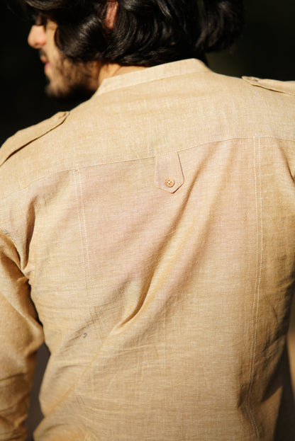 Woven Khadi Cotton Shirt | Classic Craftsmanship with Utility Pockets