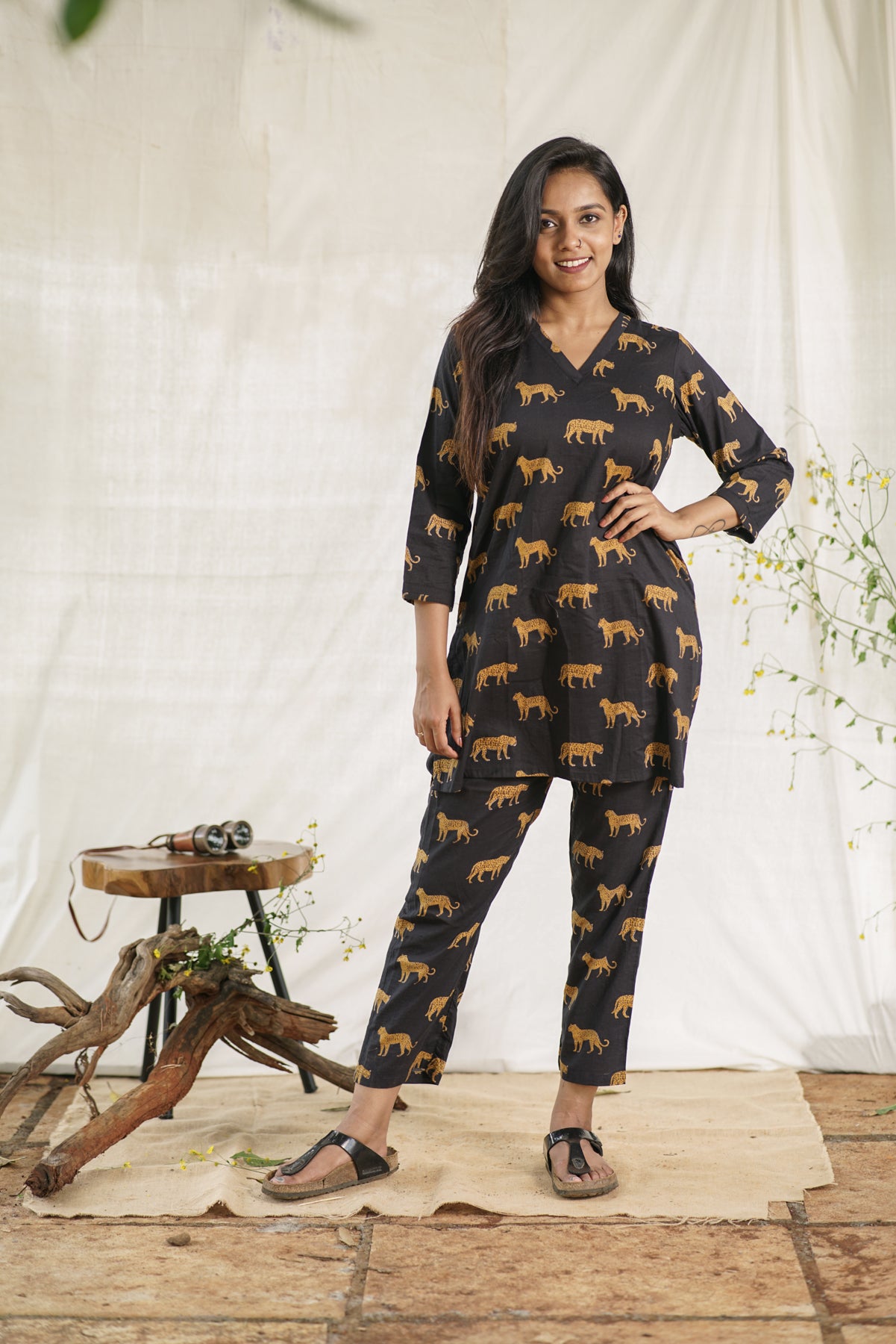 Wild Trails Dress | Leopard Print Short Kurti & Mid-Rise Pant Set