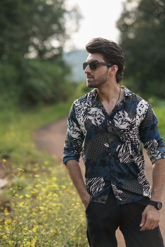 Abstract Jungle and Zebra Print Full Sleeves Shirt | For Adventurers & Urban Explorers