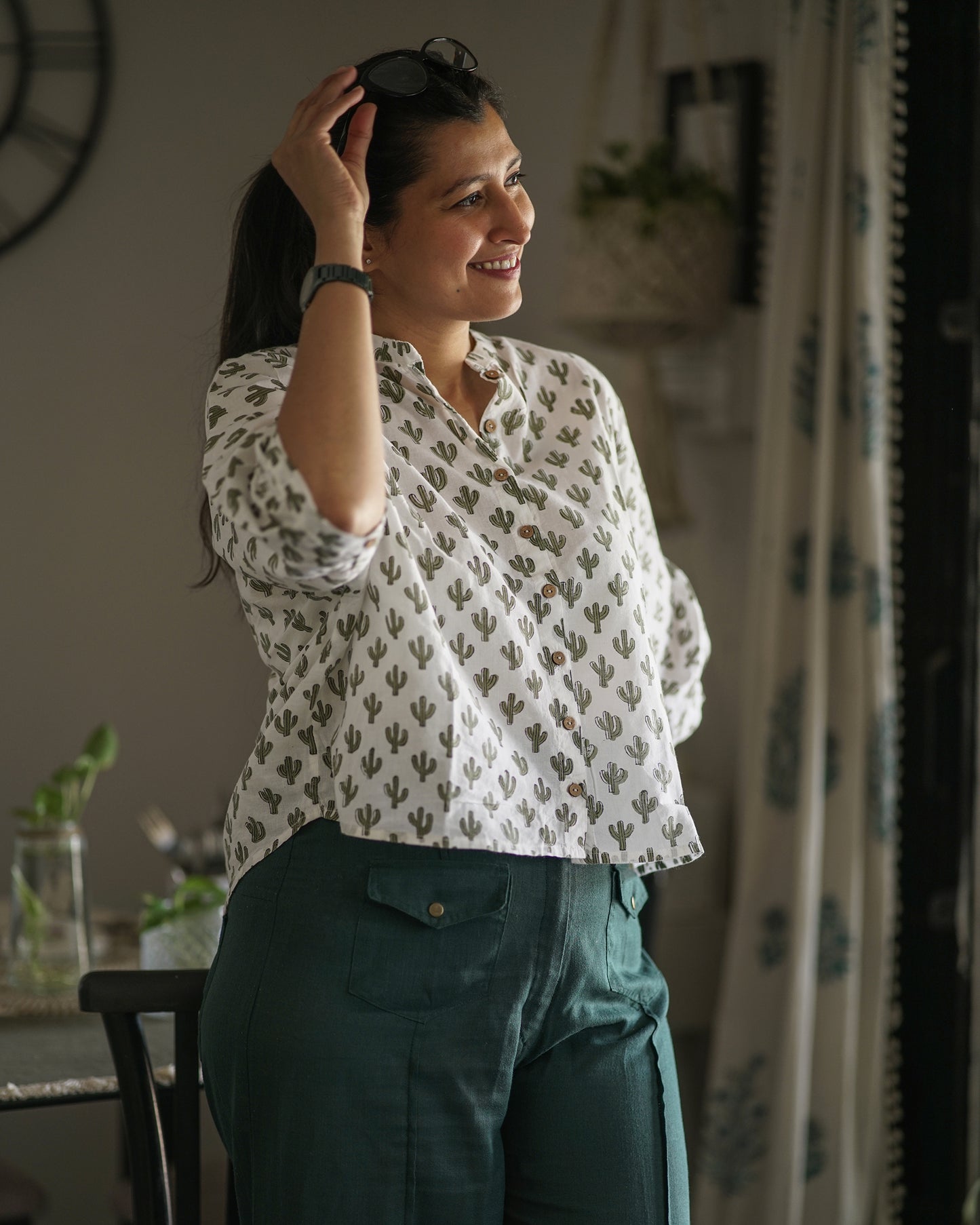 Caitlin- Cactus print shirt