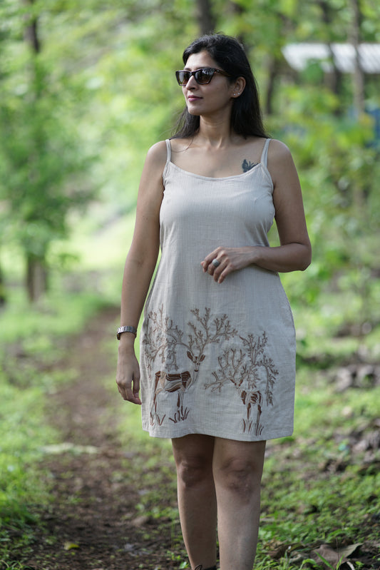 Diana- Deer Embroidered Dress