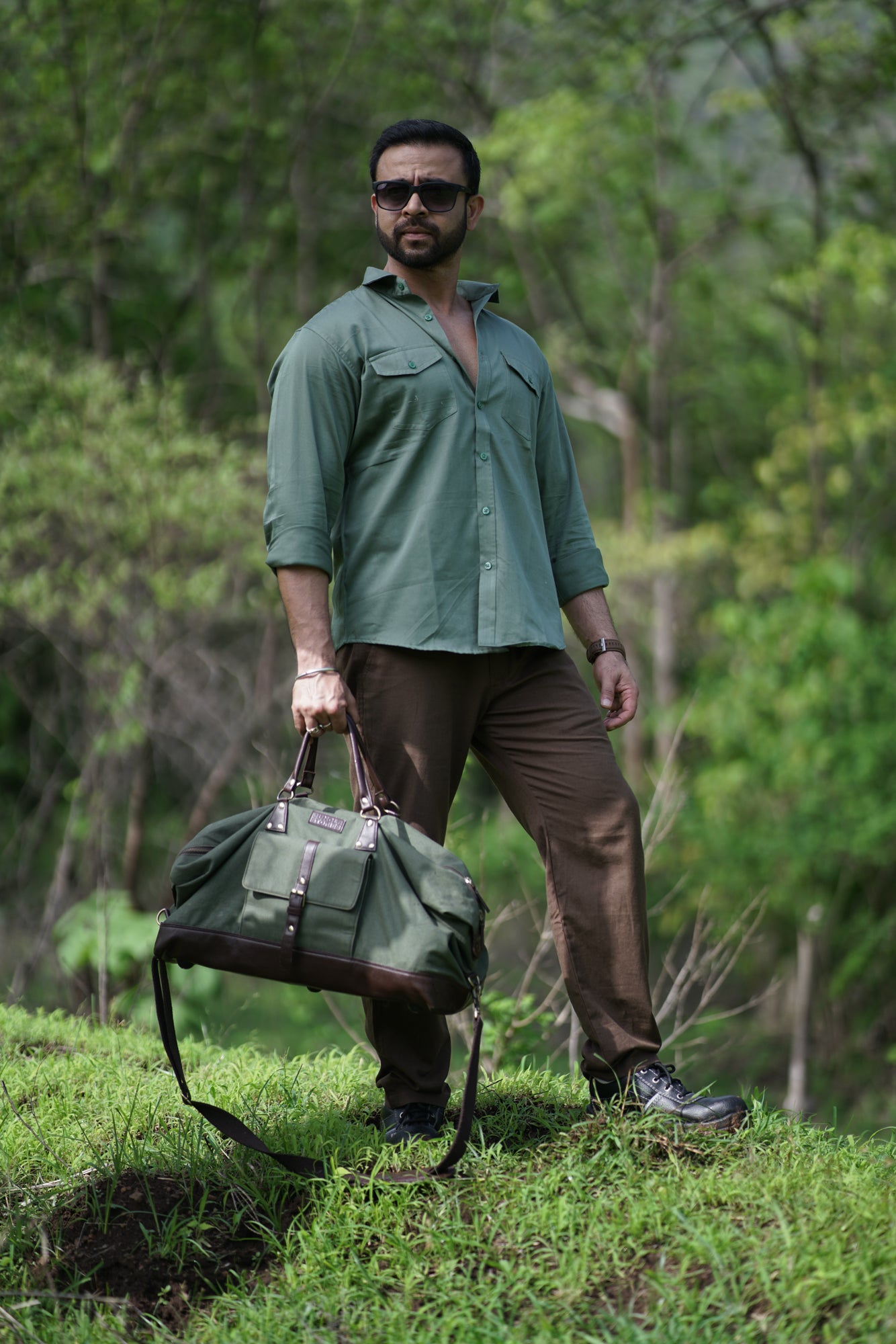Gilbert- Dusty Green Cotton Twill Shirt