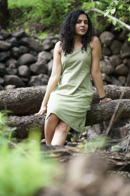 Victoria- Sage Green Sleeveless Dress
