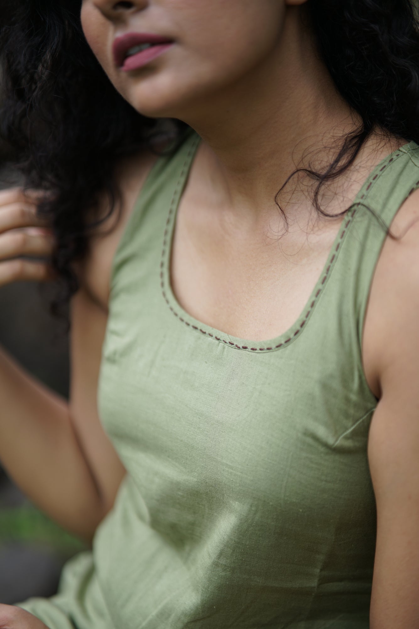 Victoria- Sage Green Sleeveless Dress