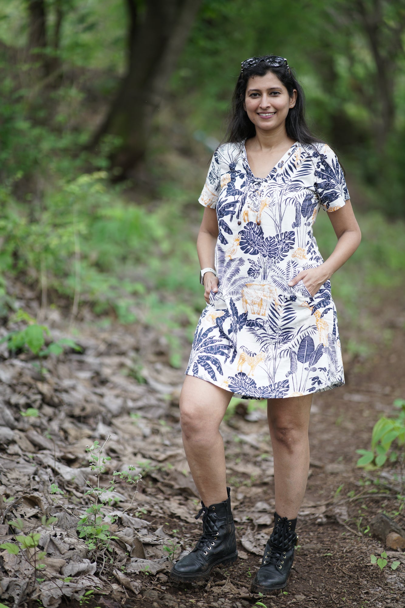 Bethany-Jungle Print Cotton Dress
