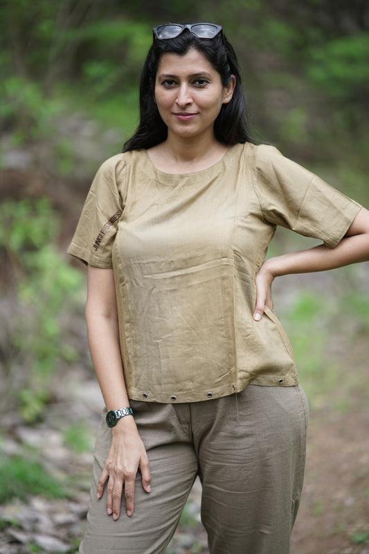 Della- Desert Brown Utility Top