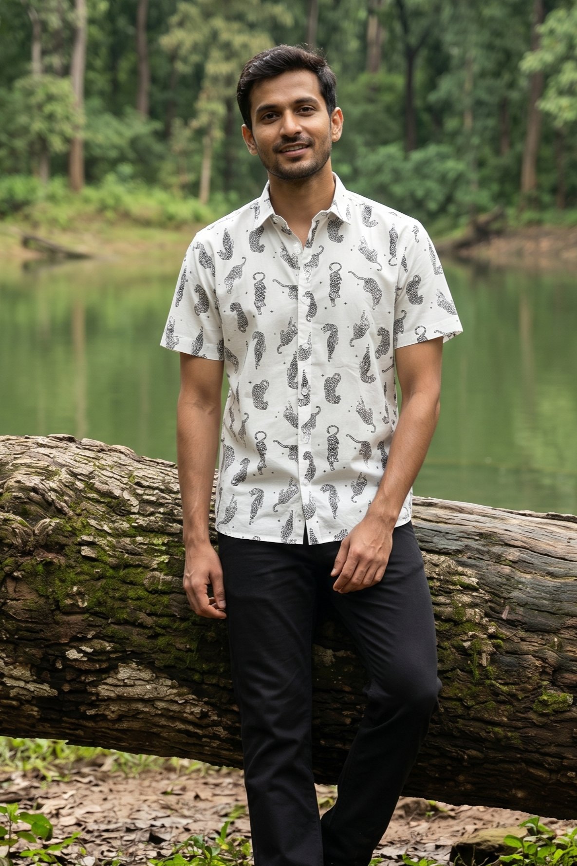 Tieleo I Men's Cotton Leopard Print Shirt