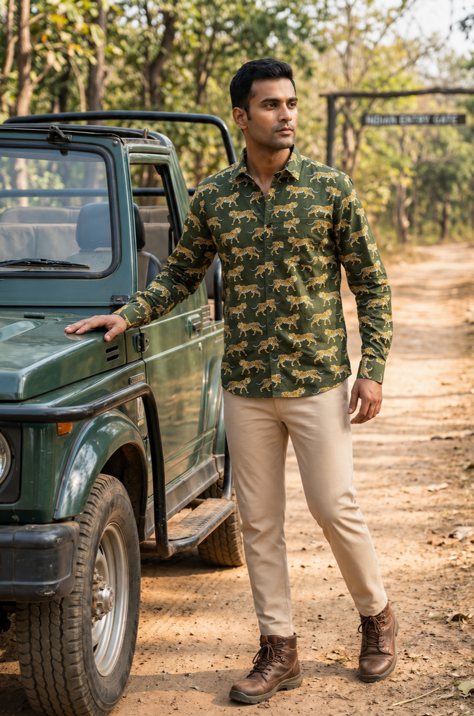 Mark I Men's Cotton Tiger Print Shirt