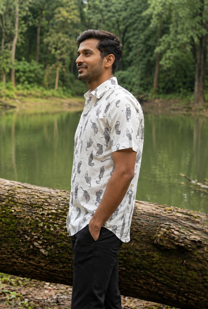 Tieleo I Men's Cotton Leopard Print Shirt
