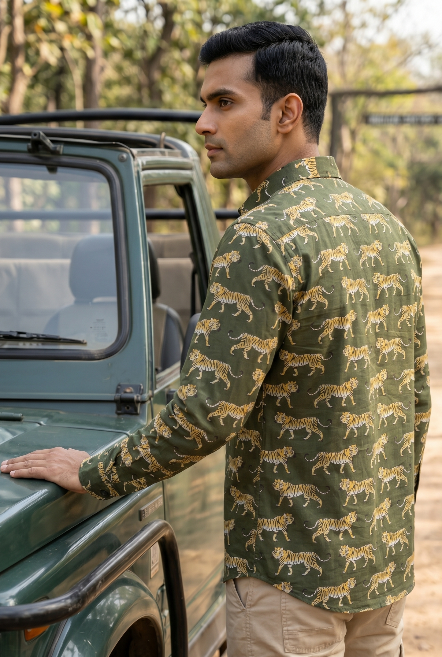 Mark I Men's Cotton Tiger Print Shirt