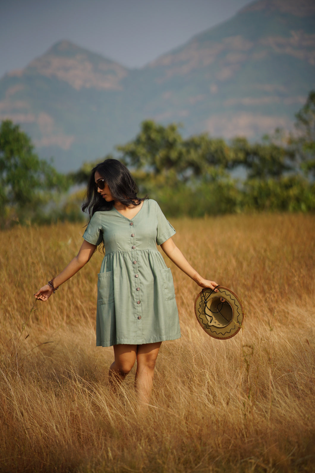 Afreen - Green Gathered Dress