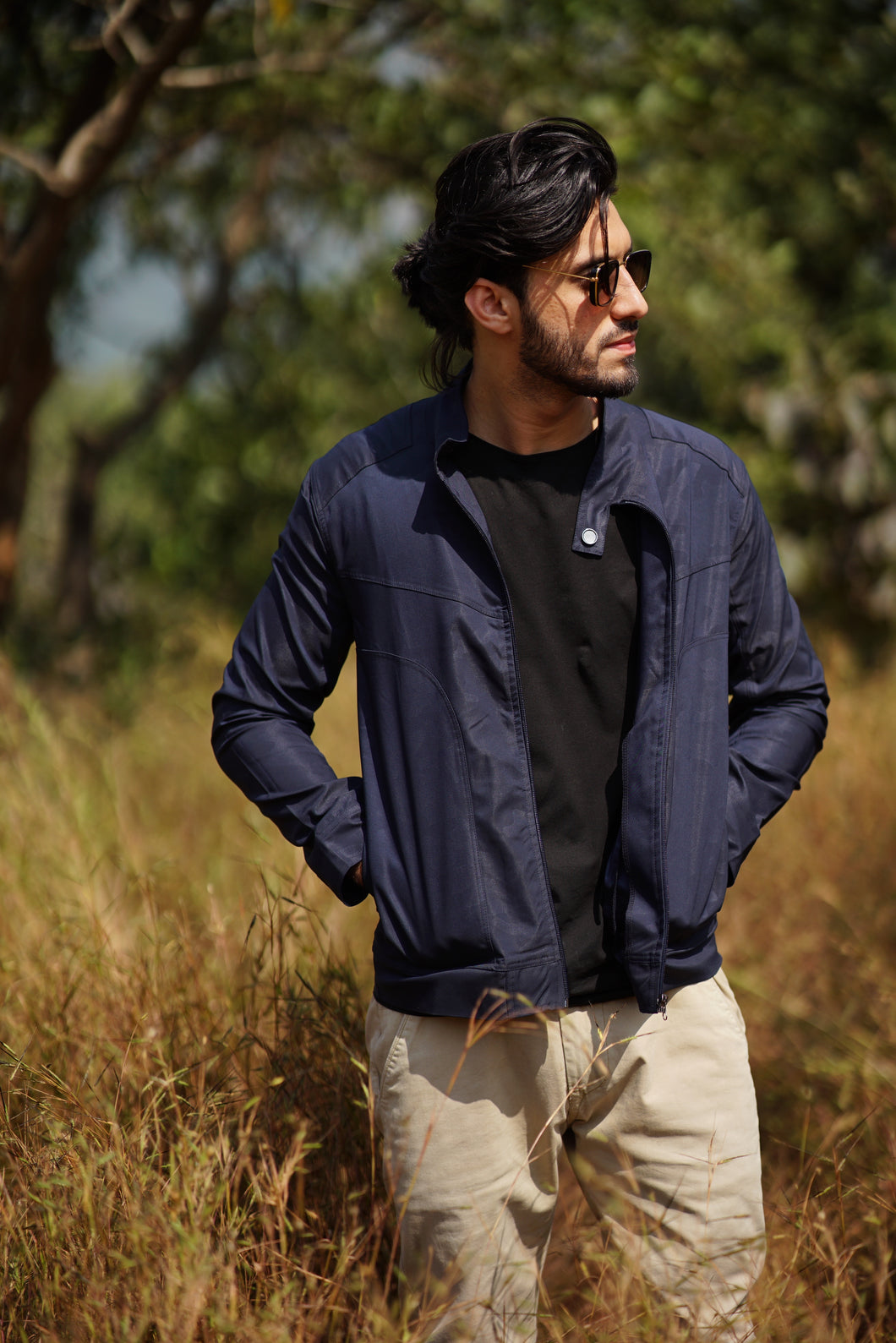 Ustad – Camouflage Print Blue Fusion Fabric Jacket