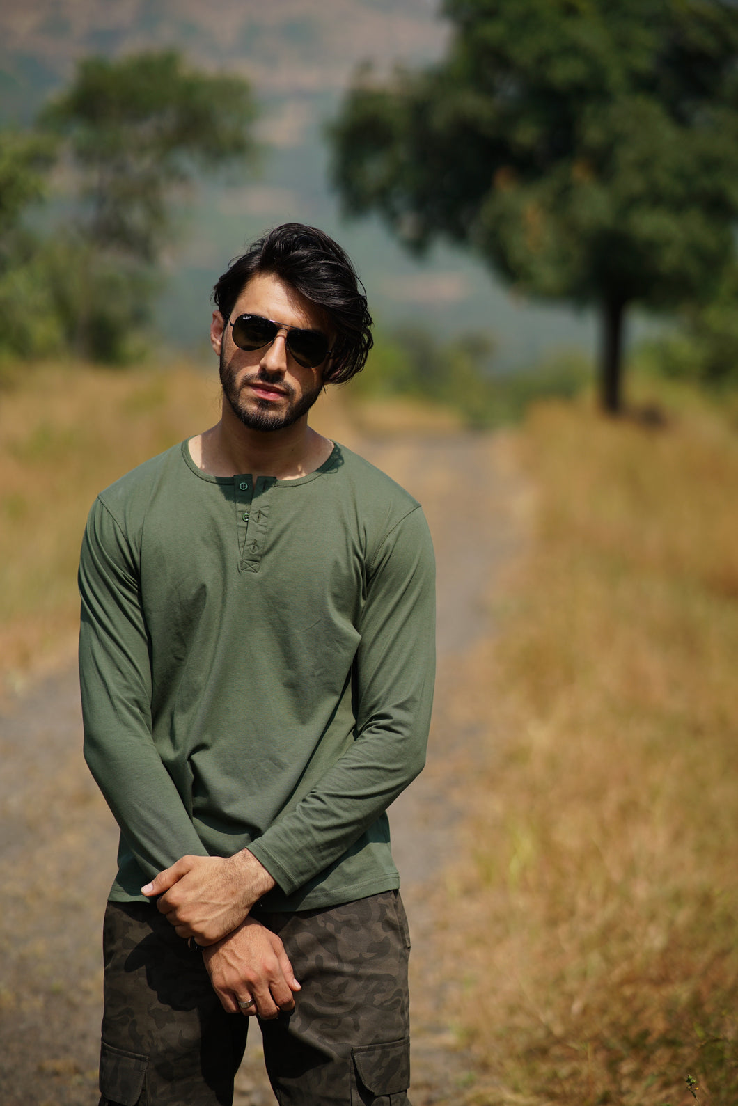 Munna - Olive Colour Cotton Full T-Shirt