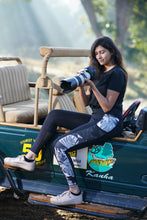 Load image into Gallery viewer, Sunaina - Side Printed Panel Chic Black Mesh Yoga Pants
