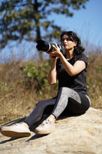 Load image into Gallery viewer, Laila - Side Printed Panel Black Active Yoga Pants
