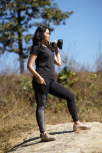 Load image into Gallery viewer, Laila - Side Printed Panel Black Active Yoga Pants
