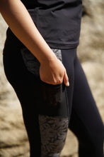 Load image into Gallery viewer, Laila - Side Printed Panel Black Active Yoga Pants
