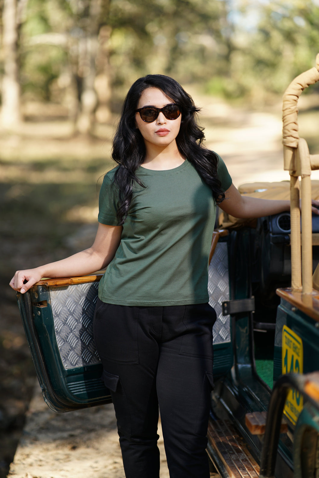 Nathwali - Cotton Base Straight Fit Half Sleeve T-Shirt (Olive Green)