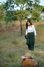 Load image into Gallery viewer, Mohini - Green Flared Pocket Pants
