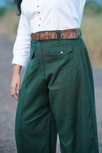 Load image into Gallery viewer, Mohini - Green Flared Pocket Pants
